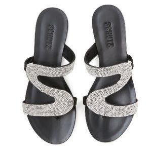 Schutz noemi rhinestone sandal black size 5.5